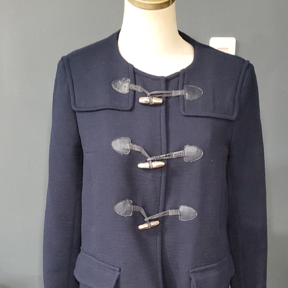 Sandro Women's Navy Toggle Pea Coat - Picture 3 of 17